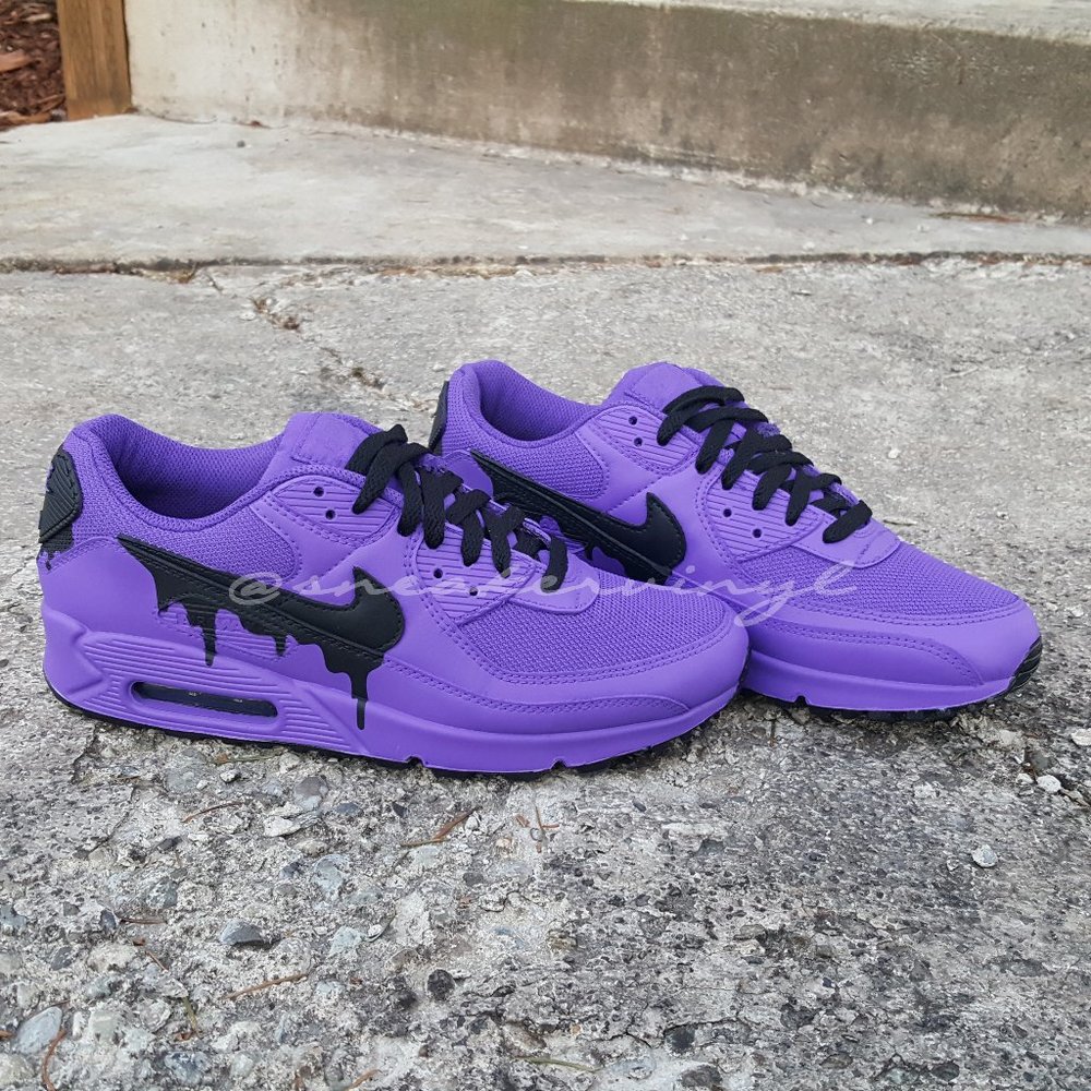 Nike Air Max 90 Purple GRAPE Black Drip Custom NWT - Picture 4 of 8